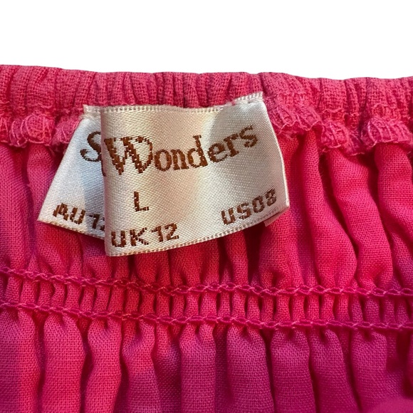 Seven Wonders Off The Shoulder Pink Smocked Cotton Mini Dress, Sz 8 - Picture 12 of 13